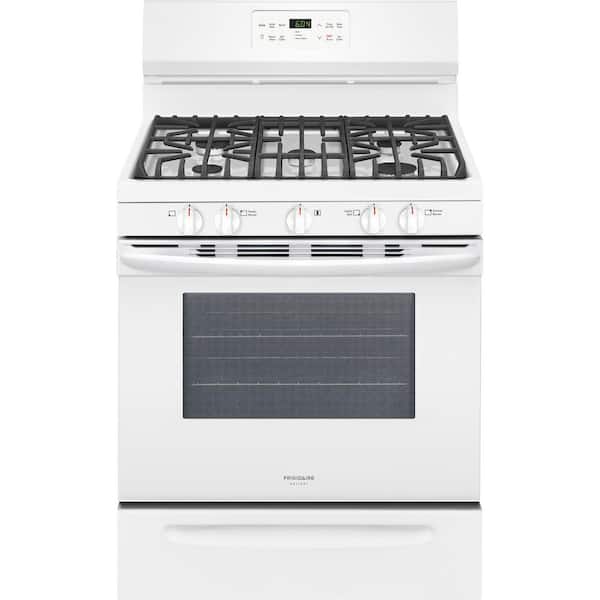 Frigidaire 30 in. 5.0 cu. ft. Gas Range with Self-Cleaning QuickBake Convection in White