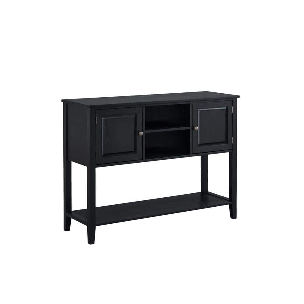 Siavonce 46 in. Black Rustic Rectangle Wood Console Table Entryway ...