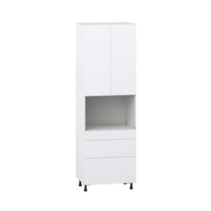 30 in. W x 94.5 in. H x 24 in. D Fairhope Bright White Slab Assembled Pantry Micro Kitchen Cabinet with 3 Drawers
