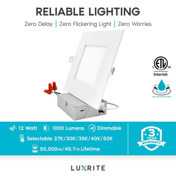 Luxrite 3 Inch Ultra Thin LED Recessed Light 6W 5 Color Options CRI 90 Lr23730 For Sale Online