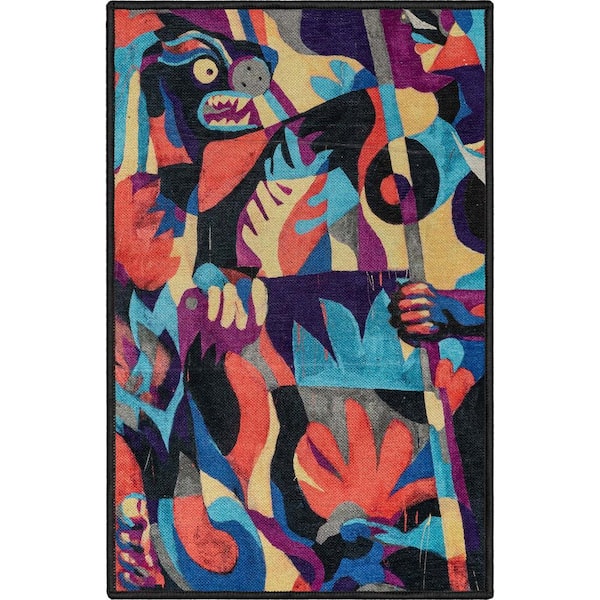Misha - The Sunday Jungle There Will Be Blood Modern Abstract Multi 2 ft. x 3 ft. Area Rug