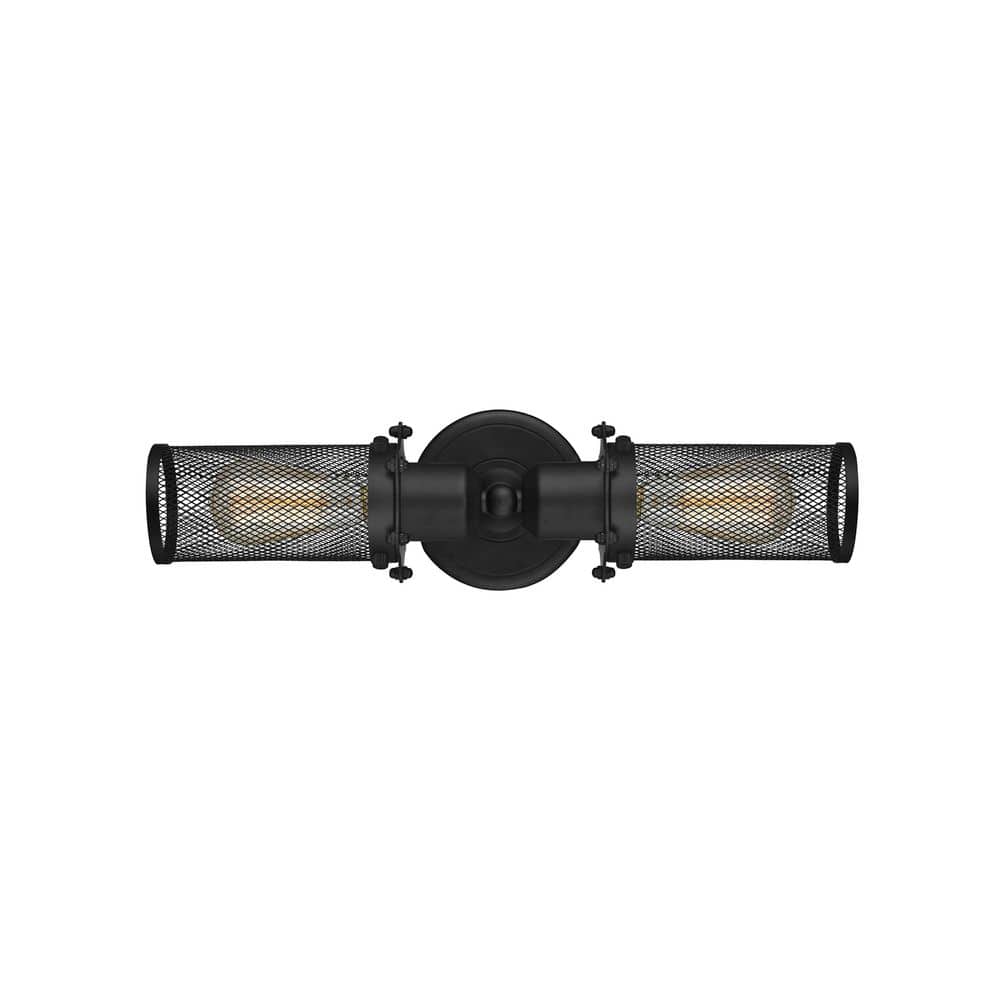 Quincy Hall 19 in. 2-Light Matte Black Vanity Light with Metal Shade price history on PriceWatchPro