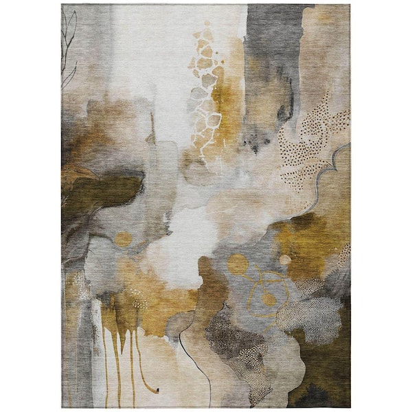 Chantille Machine Washable Indoor/Outdoor Abstract ACN2019 Mocha 2 ft. 6 in. x 3 ft. 10 in. Area Rug