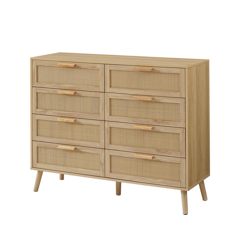 47 in. W x 16 in. D x 37 in. H Beige Linen Cabinet, Bedroom Dresser, 8-Doub