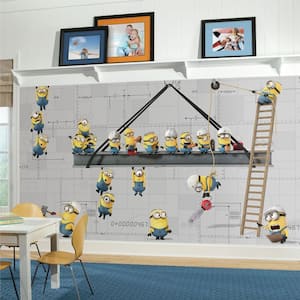 Minions At Work Spray and Stick Removable Wall Mural by RoomMates, 10.5 ft x 6 ft, JL1329M