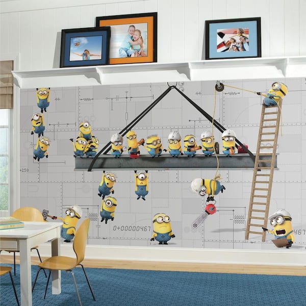 RoomMates Minions At Work Spray and Stick Removable Wall Mural, 10.5 ft x 6 ft, JL1329M