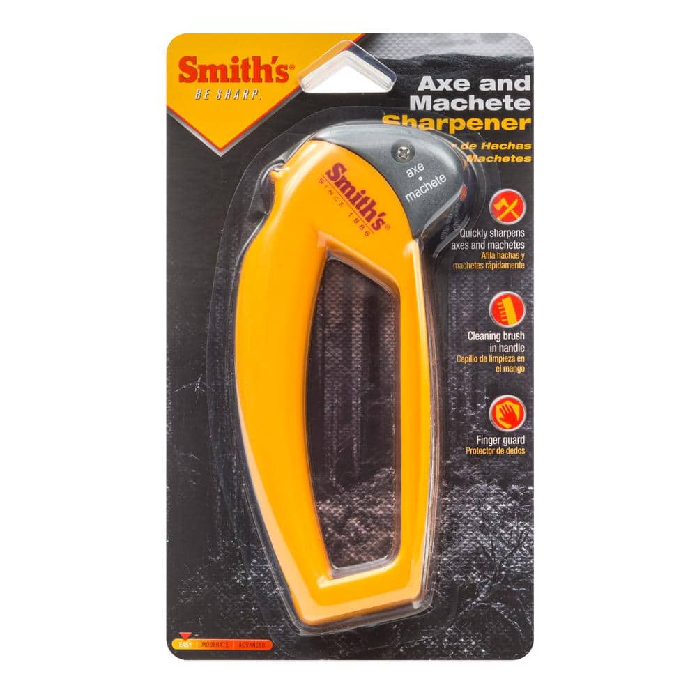 Smith's 50264 Adjustable Manual Knife Sharpener Grey/Yellow & 50582 Axe &  Machete Axe and Machete Sharpener, standard, Yellow
