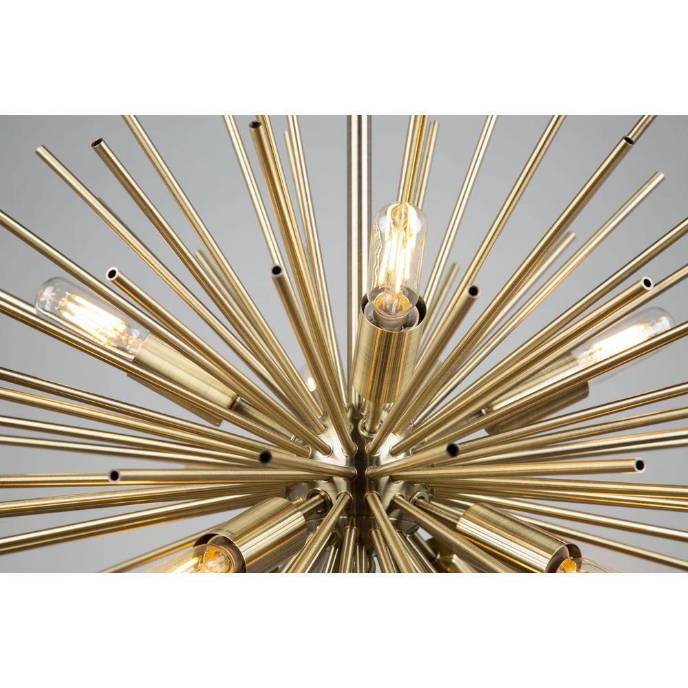 Satin Brass Sputnik 8-Light Geometric Chandelier with Dimmable LED