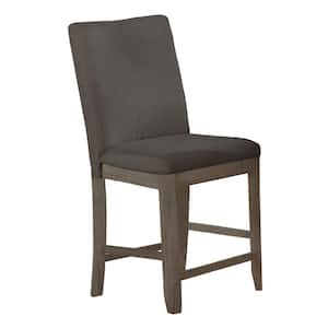 Esmeralda 2pc Gray Linen Fabric Solid Wood Chairs