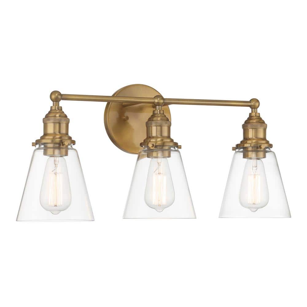 Barwell 24 in. 3-Light Oxidized Aged Brass Vanity Light with Clear Glass Shades price history on PriceWatchPro