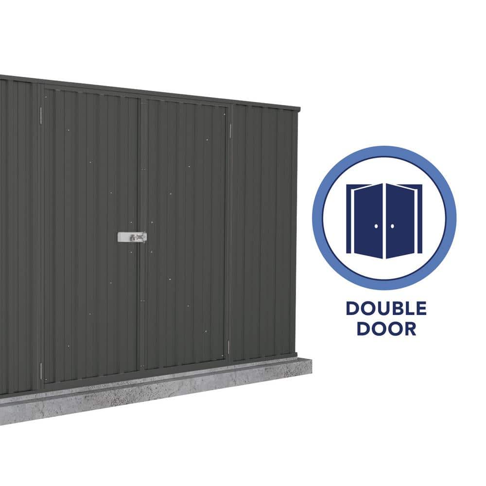 Monument Gray 10' x 7' Galvanized Steel Double Door Storage Shed