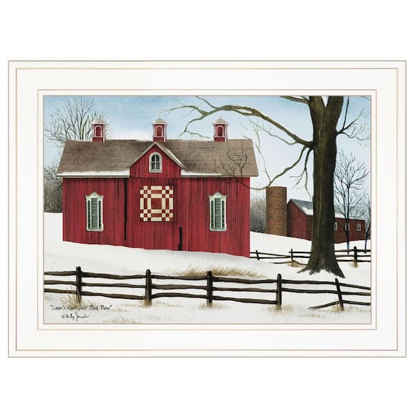 HomeRoots Charlie Lovers Knot Quilt Block Barn 1-Piece Framed Wall Art 15 in. x 19 in.