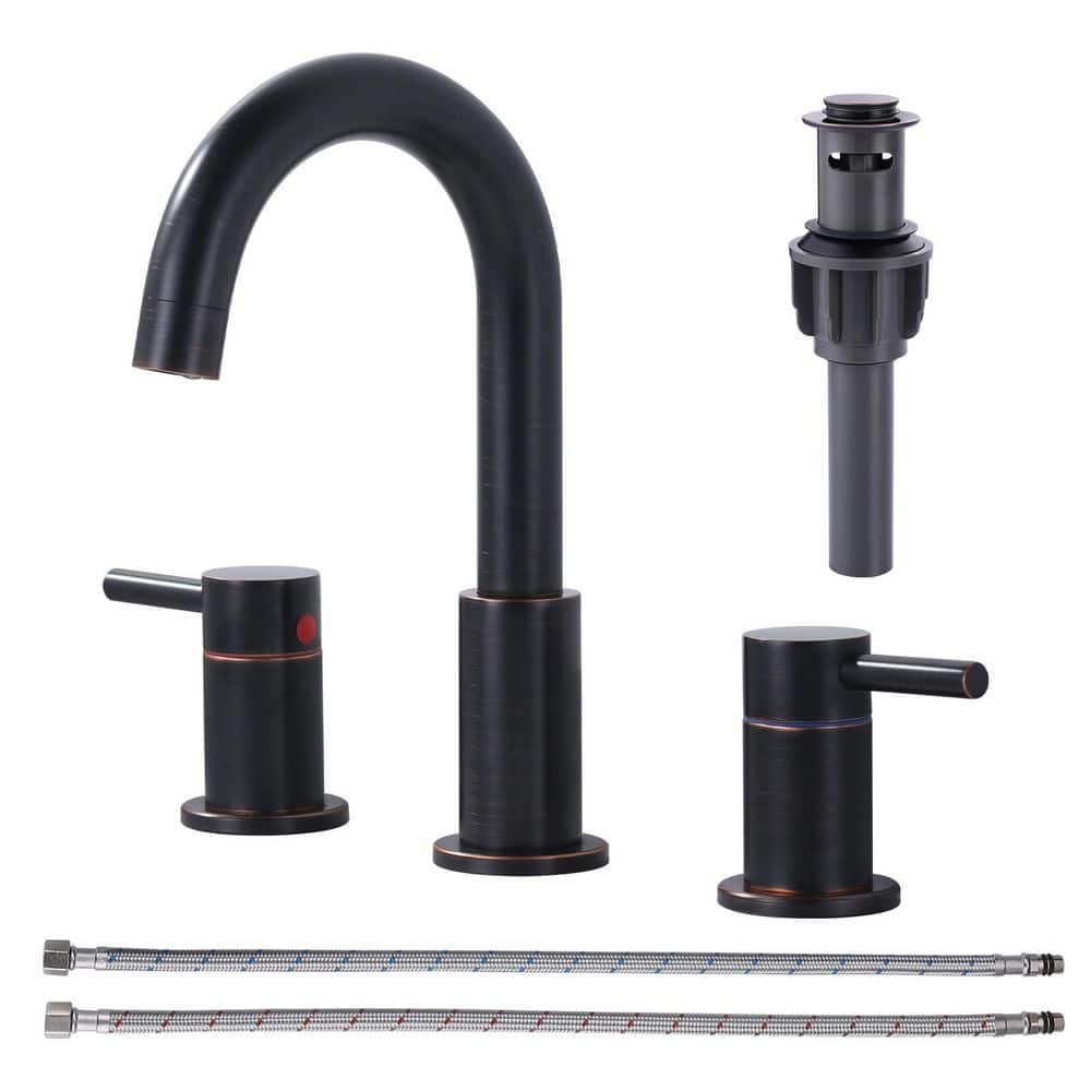 8 in. Widespread Double Handle Bathroom Faucet in Oil Rubbed Bronze price history on PriceWatchPro