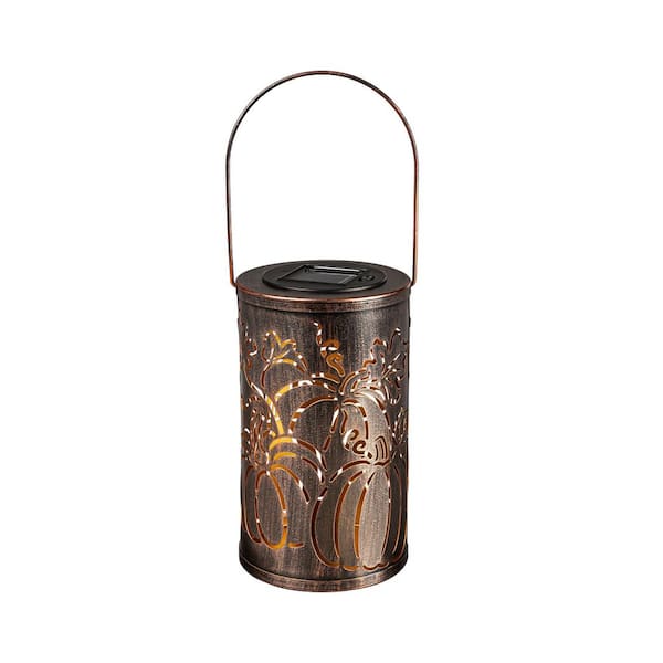 Evergreen Pumpkins Solar Oil Rubbed Bronze Cut Out Lantern