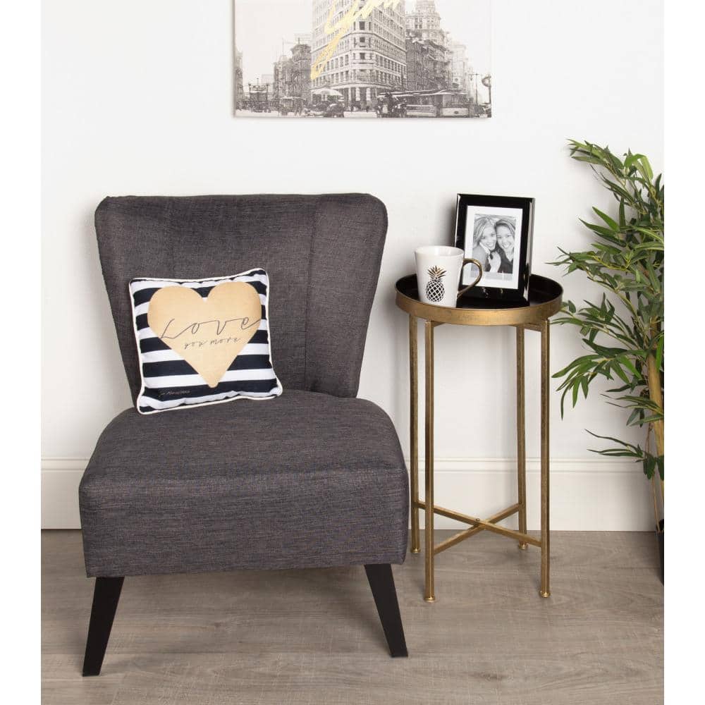 Celia Black and Gold Round Metal Foldable Tray Table