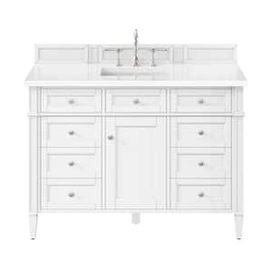 Brittany 48.0 in. W x 23.5 in. D x 34 in. H Single Bathroom Vanity in Bright White with White Zeus  Quartz Top