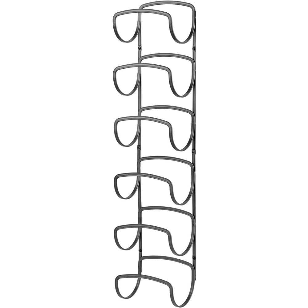 Black Steel Wall-Mounted Six-Tier Towel Rack