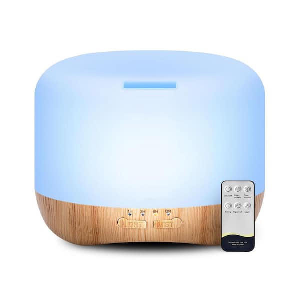 300ml Wood Grain Ultrasonic Essential Oil Diffuser with Remote Control Timer 7 Colors Light for Aromatherapy Humidifying