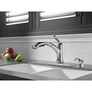 Linden Single-Handle Pull-Out Sprayer Kitchen Faucet with Soap/Lotion Dispenser in Chrome