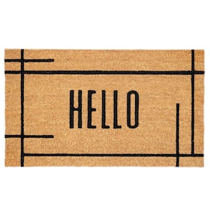 Callaway Vertical Hello 2' x 3' Natural and Black Door Mat