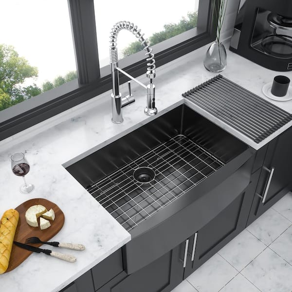 3-1/2 Kitchen Sink Basket Strainer - Gunmetal Black Finish | Stainless Steel | Signature Hardware