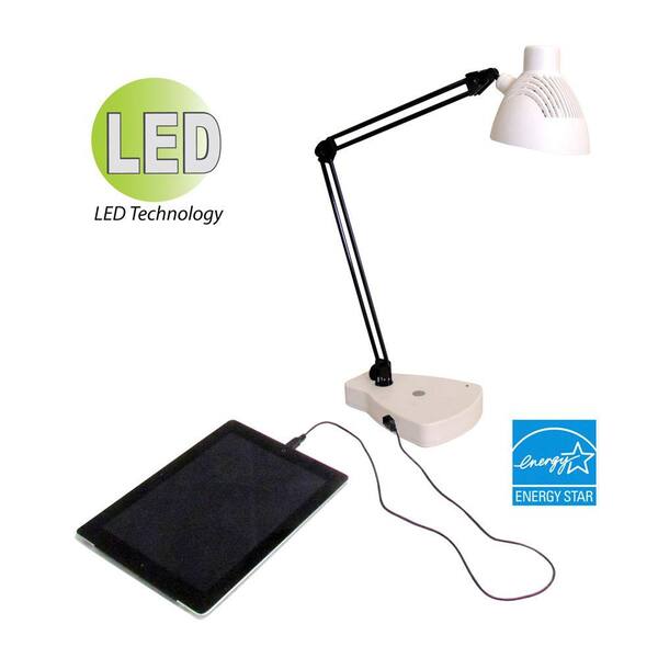 HomeSelects 24 in. White LED Swing Arm Task Lamp