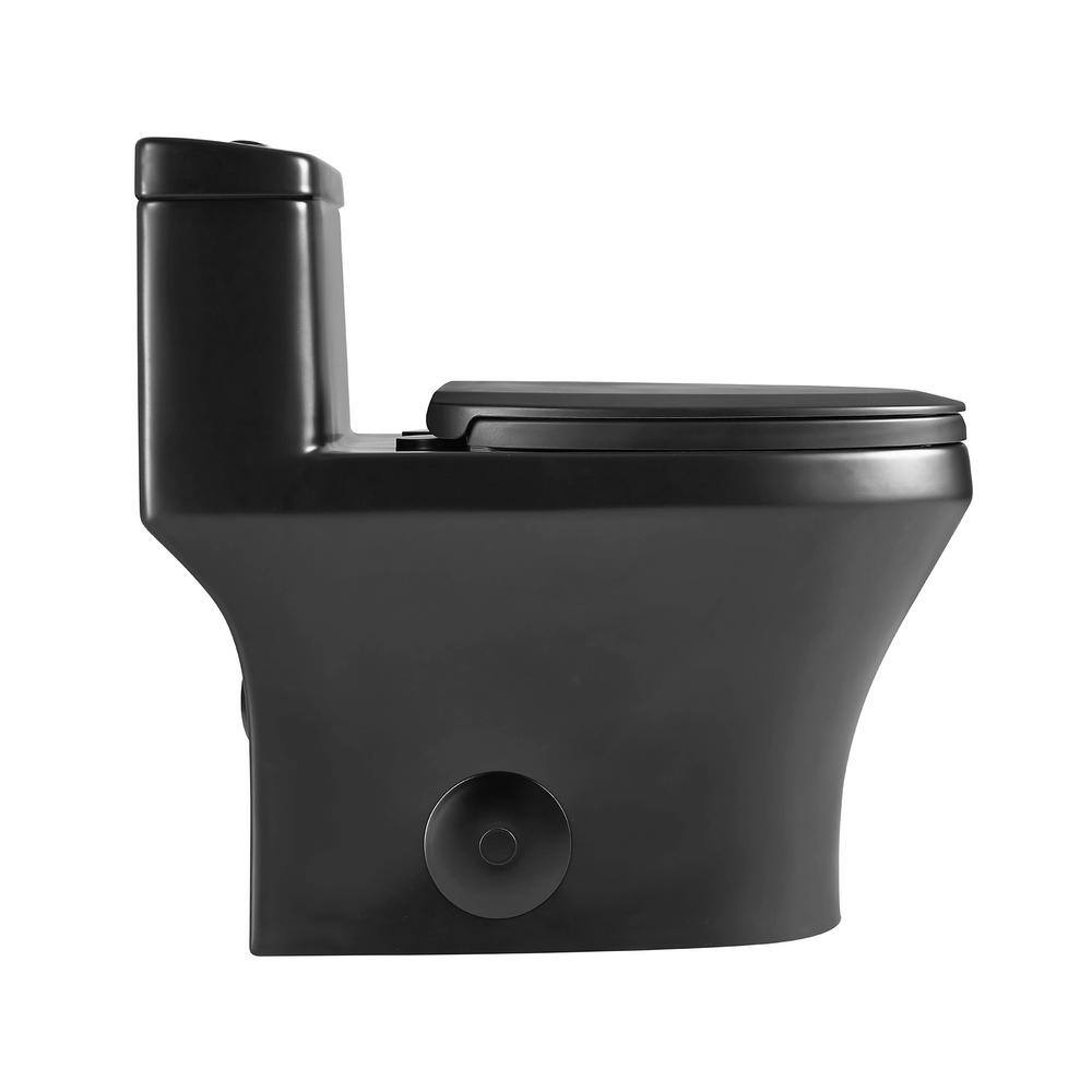 Black Matte Elongated Free Standing Dual Flush Toilet