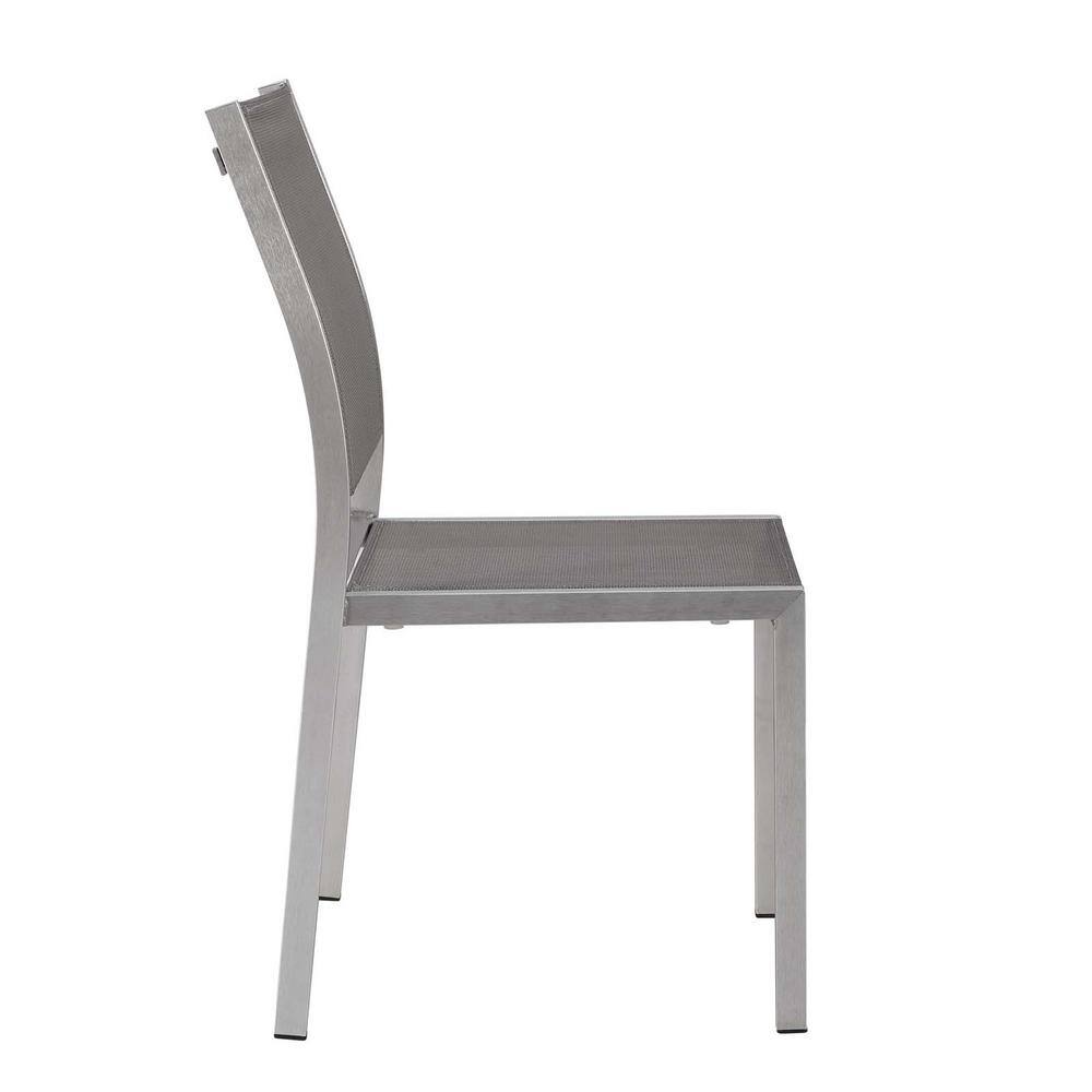Silver Gray Aluminum Mesh Outdoor Dining Chair