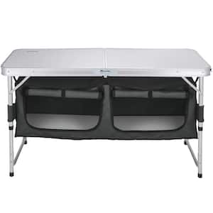 Camping Kitchen Table 47.4 in. W x 15.7 in. D x 21.7 in. H Portable Folding Camp Station with Storage Organizer, Gray