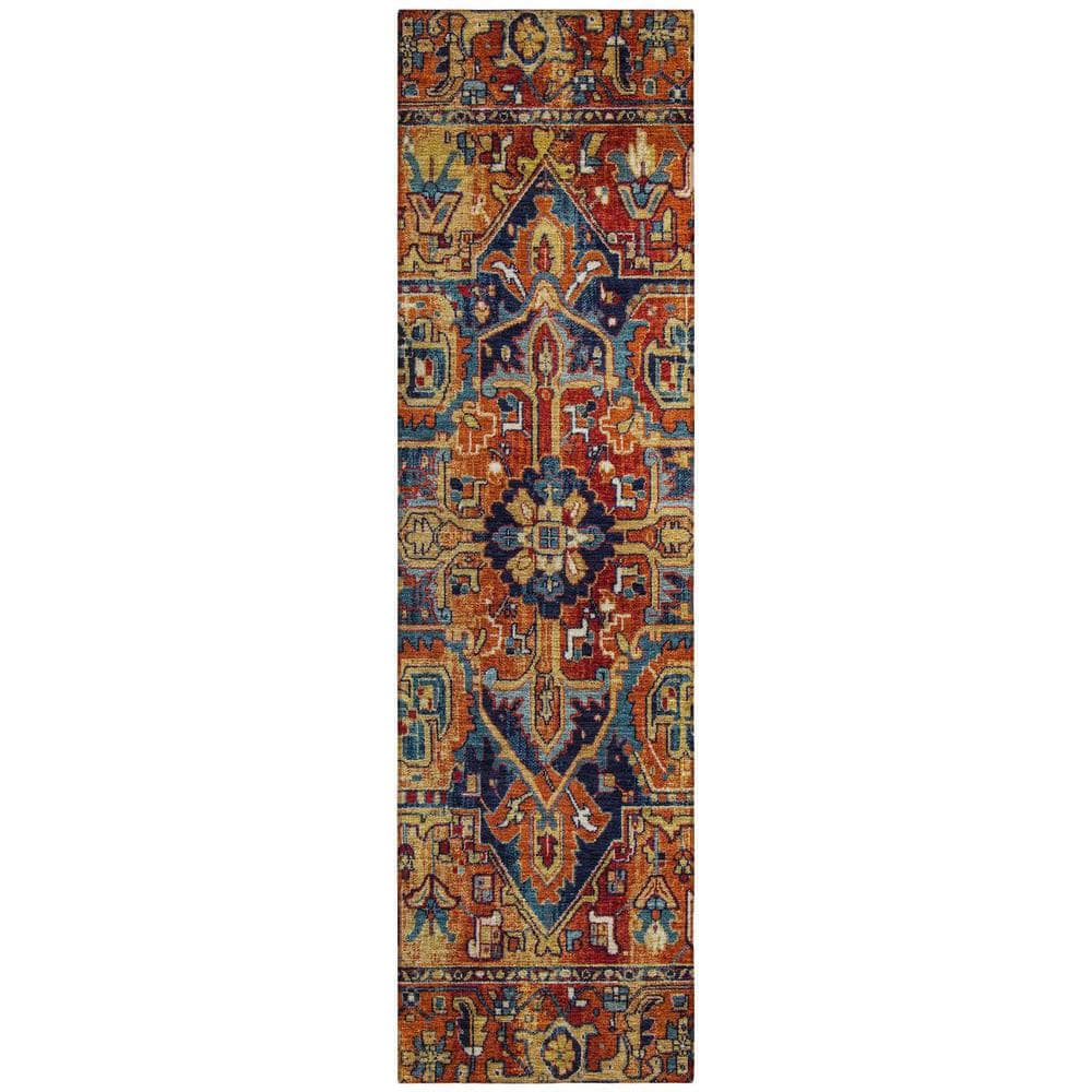 Red Orange and Blue 2 ft. x 8 ft. Woven Oriental Runner Indoor/Outdoor Area Rug price history on PriceWatchPro