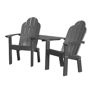 Classic Dark Gray Plastic Outdoor Deck Chair Tete-A-Tete