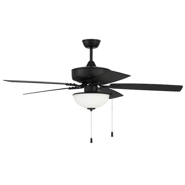 Outdoor Pro Plus-211 52 in. Indoor/Outdoor Downrod Mount Flat Black Standard Ceiling Fan w/ Optional LED Bowl Light Kit