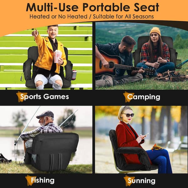 Costway 1-Piece Stadium Seat for Bleachers Plastic Outdoor Recliner with Back  Support 6 Reclining Positions Padded Cushion JV10242DK - The Home Depot