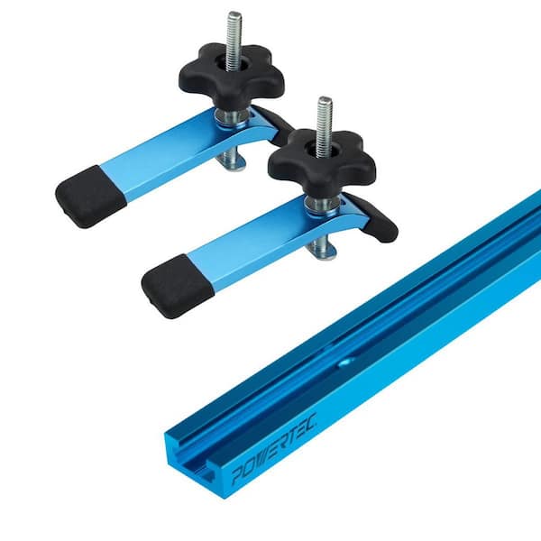 48 in. Universal T-Track with 2-Hold-Down Clamps for Woodworking