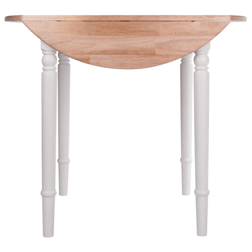 Sorella Transitional Round Drop-Leaf Dining Table in Natural & White