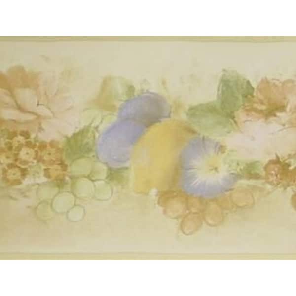Dundee Deco Falkirk Brin Plums, Grapes, Pears, Flowers Brown, Green, Pink, Purple Wallpaper Border
