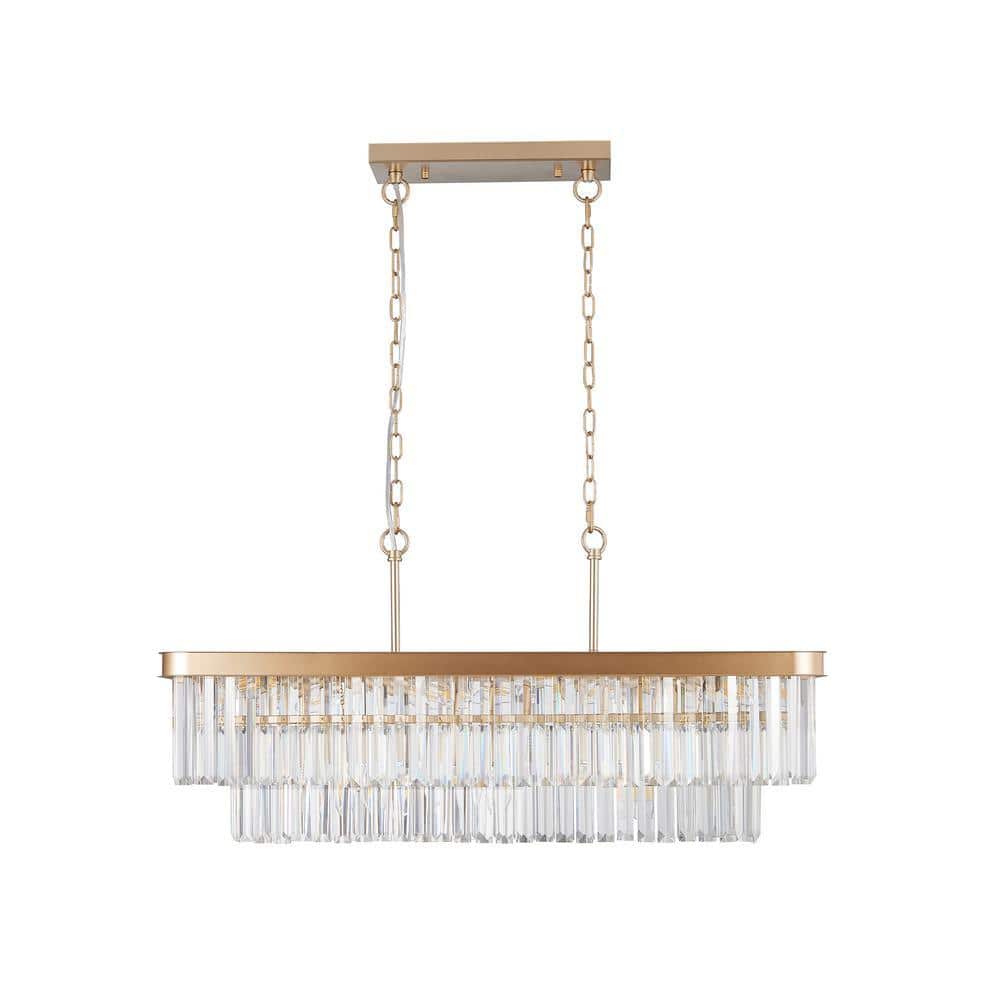 chandelier シェルフ Sunpez 33.5 in. W 11 Lights Rectangular Crystal Chandelier