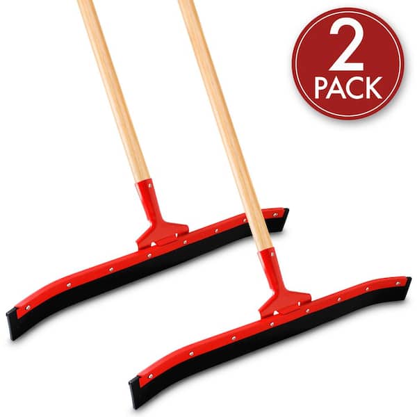 Libman 24 in. High Power Curved Rubber Floor Squeegee with 60 in. Wood Handle (2-Pack)