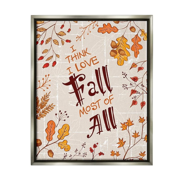 Stupell Industries Love Fall Leaf Border by Diane Labombarbe 1 Piece Floater Frame Graphic Print Nature Poster Art Print 21 in. x 17 in.