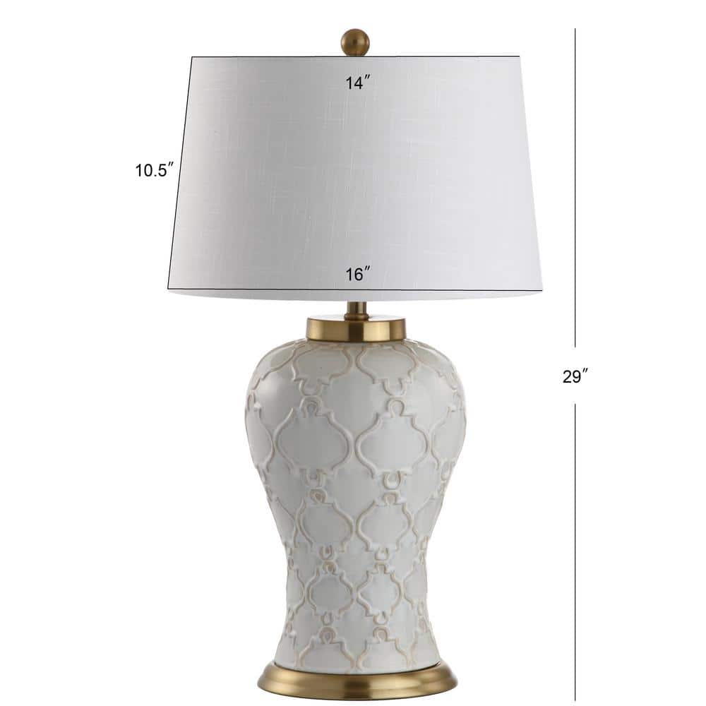 Arthur 29" White Ceramic Table Lamp with Brass Accents