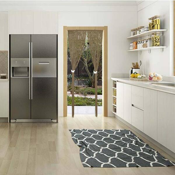 Beaded Taupe Bamboo Curtain Door 65 Strings 35 5 In W X 78 8 L Wall Mounted Light Filtering Sheer 1 Panel 5500463 Beaded Taupe Bamboo Curtain Door 65, Sheer Curtains 65 Length