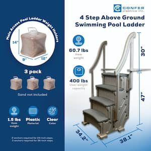 4-Step Entry Steps for Above Ground Swimming Pool with 3 Sand Weights