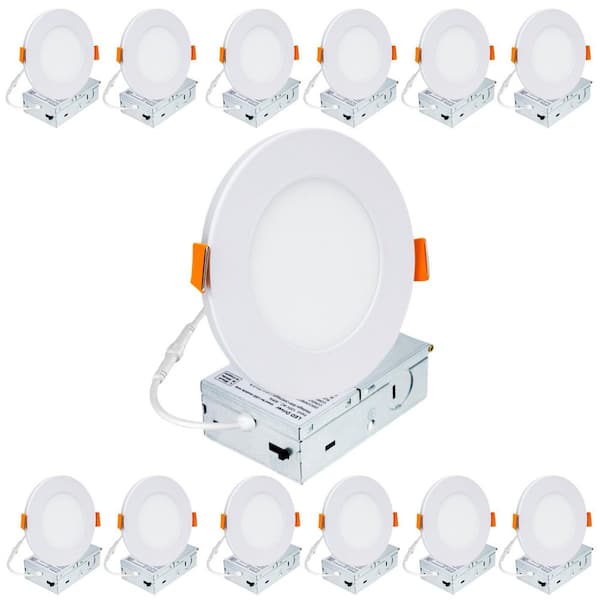 4 in. Adjustable 5CCT Canless Dimmable with Night Light Indoor Integrated LED Recessed Downlight Kit 900-Lumens 12-Pack