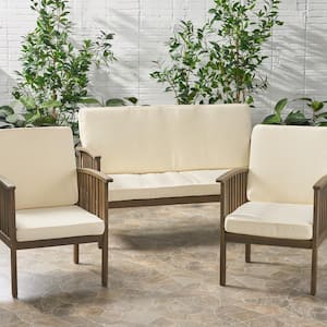 Coesse 51.25 in. x 19 in. 3-Piece Outdoor Loveseat and Lounge Chair Cushion in Cream
