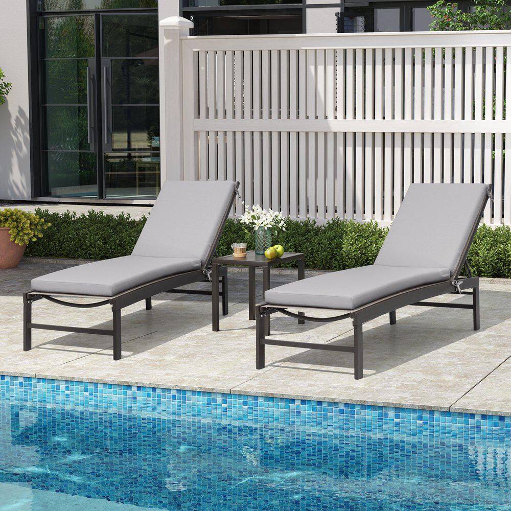 71 x 21 x 2.75 in. Outdoor Chaise Lounge Cushions 2-Pieces Patio Chairs Cushion and Removable Cover in Light Gray price history on PriceWatchPro