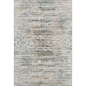 Mayfield Premium Machine Washable Abstract AMF1997 Ivory 8 ft. x 10 ft. Area Rug