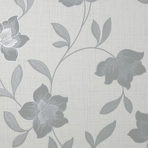 Larson Grey Floral Non-Pasted Vinyl Matte Wallpaper