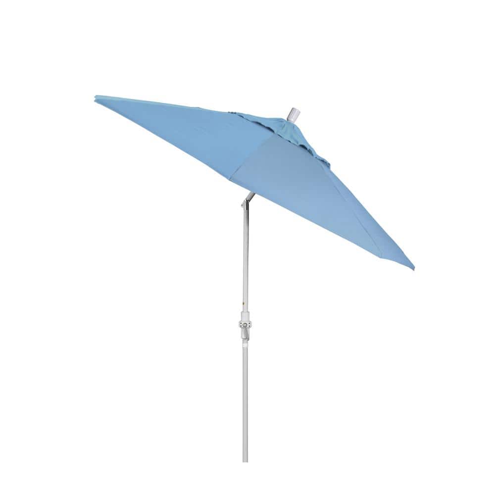 9 ft Air Blue Sunbrella Patio Umbrella with White Aluminum Pole