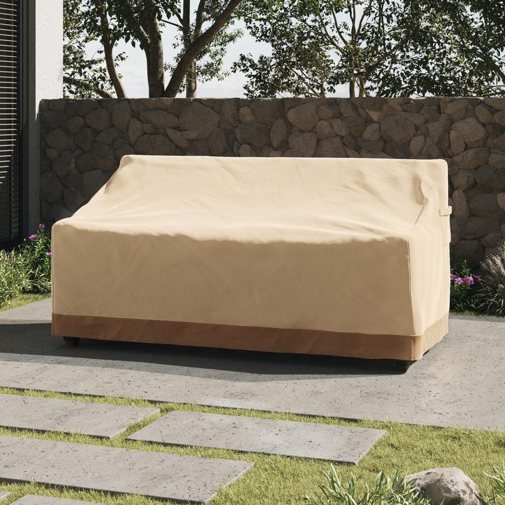 Beige Heavy-Duty Waterproof Outdoor Couch Cover 76"