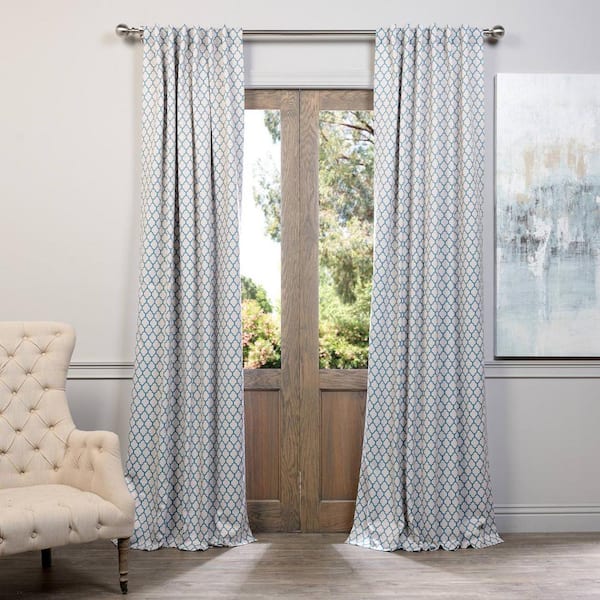 Exclusive Fabrics & Furnishings Semi-Opaque Casablanca Teal Blackout Curtain - 50 in. W x 84 in. L (1 Panel)